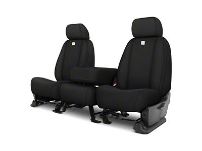 Covercraft Carhartt Super Dux SeatSaver Custom Front Row Seat Covers; Black (21-24 F-150 w/ Bench Seat & Non-Opening Center Console)