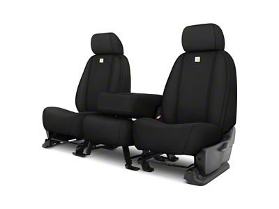Covercraft Carhartt Super Dux SeatSaver Custom Front Row Seat Covers; Black (21-23 F-150 w/ Bench Seat & Non-Opening Center Console)