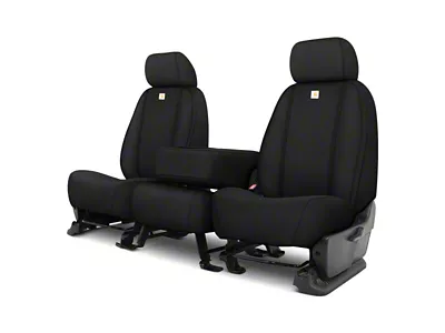 Covercraft Carhartt Super Dux SeatSaver Custom Front Row Seat Covers; Black (21-23 F-150 w/ Bench Seat & Opening Center Console)