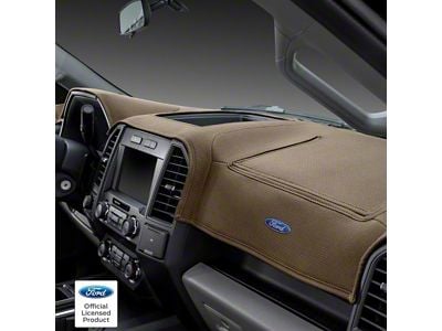 Covercraft Ltd Edition Custom Dash Cover with Ford Blue Oval Logo; Beige (15-20 F-150 w/o Forward Collision Alert)