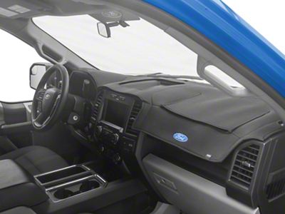 Covercraft Ltd Edition Custom Dash Cover with Ford Blue Oval Logo; Black (15-20 F-150 w/ Forward Collision Alert)