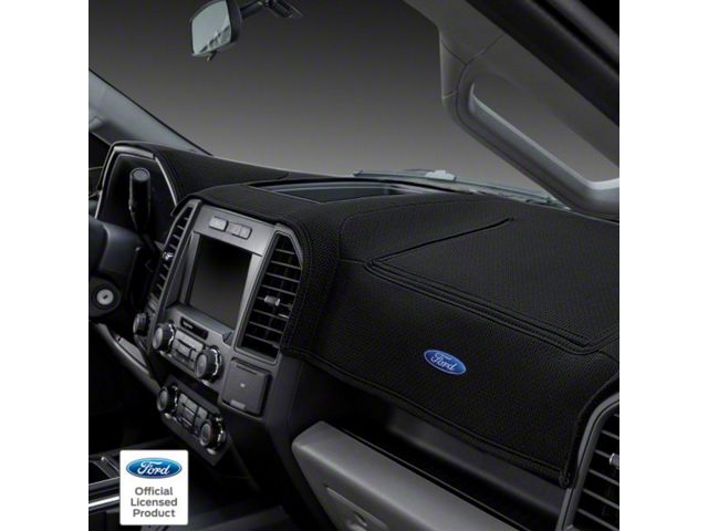 Covercraft Ltd Edition Custom Dash Cover with Ford Blue Oval Logo; Black (15-20 F-150 w/ Forward Collision Alert)