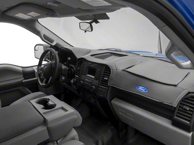 Covercraft Ltd Edition Custom Dash Cover with Ford Blue Oval Logo; Smoke (15-20 F-150 w/o Forward Collision Alert)