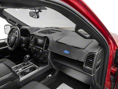 Covercraft Ltd Edition Custom Dash Cover with Ford Blue Oval Logo; Smoke (15-20 F-150 w/ Forward Collision Alert)