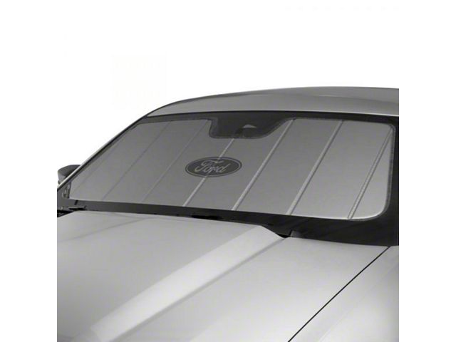 Covercraft UVS100 Heat Shield Custom Sunscreen with Black Ford Oval Logo; Silver (21-24 F-150)