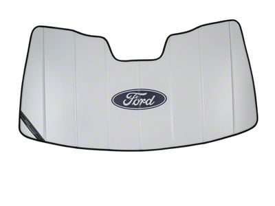 Covercraft UVS100 Heat Shield Custom Sunscreen with Black Ford Oval Logo; White (21-24 F-150)