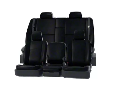 Covercraft Precision Fit Seat Covers Leatherette Custom Front Row Seat Covers; Black (23-25 F-250 Super Duty w/ Bucket Seats & w/o Max Recline Seats)