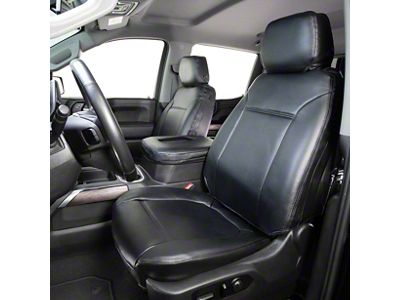 Covercraft Precision Fit Seat Covers Leatherette Custom Front Row Seat Covers; Black (99-10 F-350 Super Duty w/ Bench Seat)