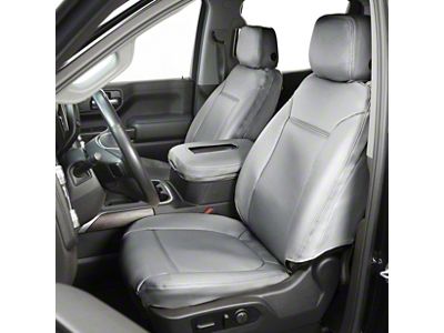 Covercraft Precision Fit Seat Covers Leatherette Custom Front Row Seat Covers; Light Gray (99-10 F-350 Super Duty w/ Bench Seat)