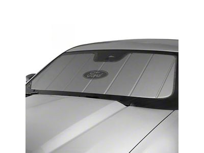 Covercraft UVS100 Heat Shield Custom Sunscreen with Black Ford Oval Logo; Silver (17-22 F-350 Super Duty)