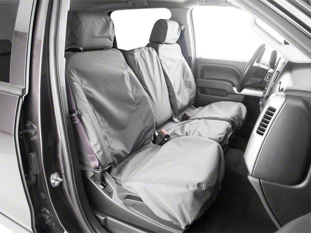 Covercraft Seat Saver Waterproof Polyester Custom Front Row Seat Covers; Gray (07-18 Silverado 1500 w/ Bench Seat)