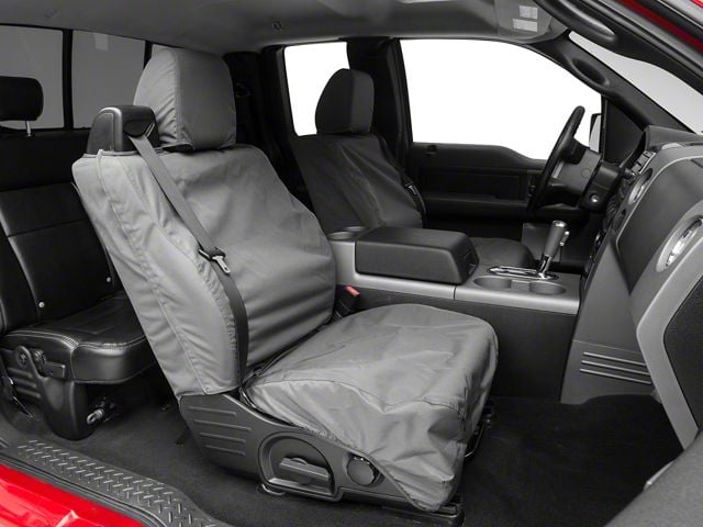 Covercraft Seat Saver Waterproof Polyester Custom Front Row Seat Covers; Gray (04-08 F-150 Regular Cab, SuperCab w/ Bucket Seats; 07-08 SuperCrew w/ Bucket Seats)