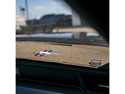 Covercraft Ltd Edition Custom Dash Cover with Ford Blue Oval Logo; Beige (11-12 F-250 Super Duty King Ranch & Lariat w/o Climate Sensor; 11-16 F-250 Super Duty XL & XLT w/o Climate Sensor)