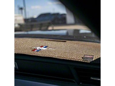 Covercraft Ltd Edition Custom Dash Cover with Ford Blue Oval Logo; Beige (13-16 F-350 Super Duty King Ranch, Lariat, Platinum)