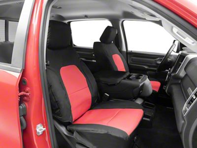 Covercraft Precision Fit Seat Covers Endura Custom Front Row Seat Covers; Red/Black (19-24 RAM 1500 w/ Bucket Seats)