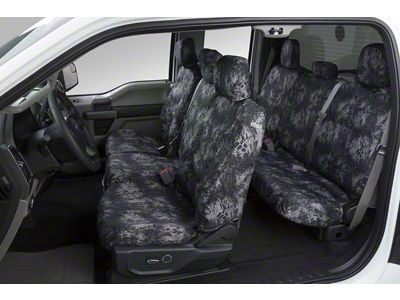 Covercraft Seat Saver Prym1 Custom Front Row Seat Covers; Blackout Camo (15-18 F-150 w/ Bench Seat & Center Console w/o a LID)