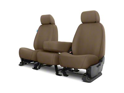 Covercraft Seat Saver Waterproof Polyester Custom Front Row Seat Covers; Taupe (21-25 F-150 w/ Bench Seat & Non-Opening Center Console)