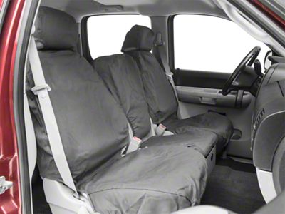 Covercraft Seat Saver Polycotton Custom Front Row Seat Covers; Charcoal (07-13 Silverado 1500 w/ Bench Seat)