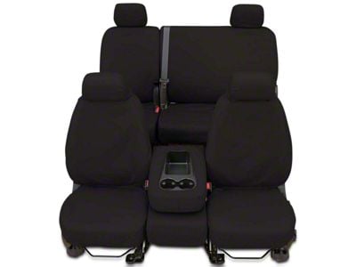 Covercraft Seat Saver Polycotton Custom Front Row Seat Covers; Charcoal (14-18 Sierra 1500 w/ Bench Seat)