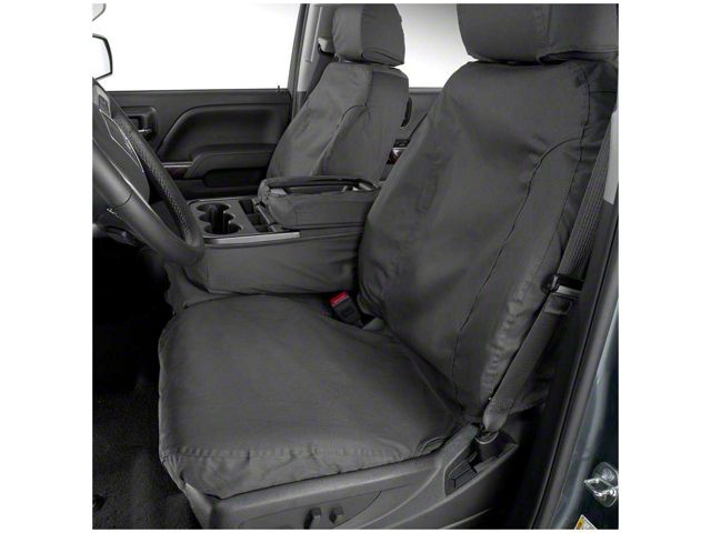 Covercraft Seat Saver Polycotton Custom Front Row Seat Covers; Gray (17-18 Silverado 1500 w/ Bucket Seats)
