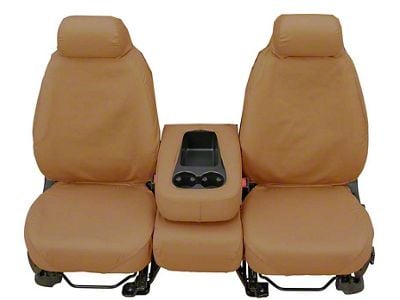 Covercraft Seat Saver Polycotton Custom Front Row Seat Covers; Tan (07-13 Sierra 1500 w/ Bench Seat)