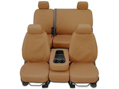 Covercraft Seat Saver Polycotton Custom Front Row Seat Covers; Tan (07-13 Silverado 1500 w/ Bench Seat)