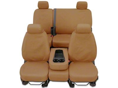 Covercraft Seat Saver Polycotton Custom Front Row Seat Covers; Tan (14-18 Sierra 1500 w/ Bucket Seats)