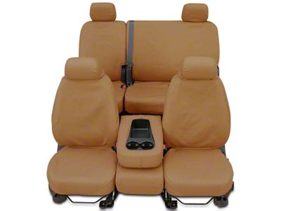 Covercraft Seat Saver Polycotton Custom Front Row Seat Covers; Tan (14-18 Sierra 1500 w/ Bucket Seats)