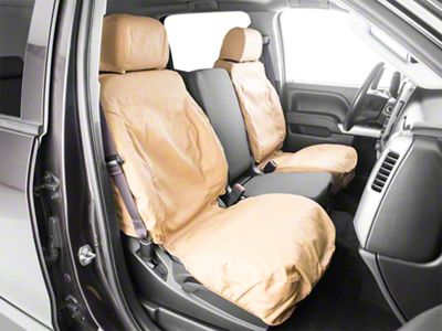 Covercraft Seat Saver Polycotton Custom Front Row Seat Covers; Tan (14-18 Silverado 1500 w/ Bucket Seats)