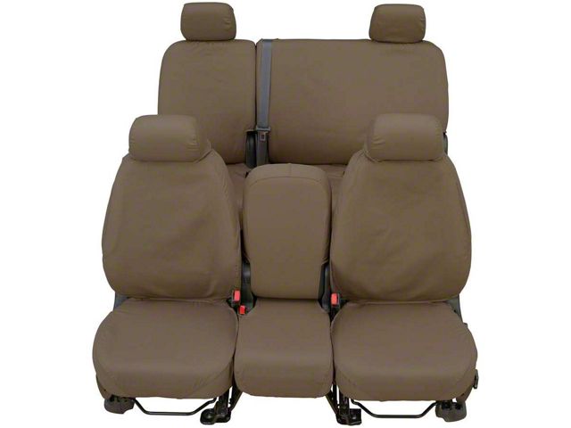 Covercraft Seat Saver Waterproof Polyester Custom Front Row Seat Covers; Taupe (17-18 RAM 1500 w/ Bucket Seats, Excluding Laramie, Laramie Longhorn & Sport)