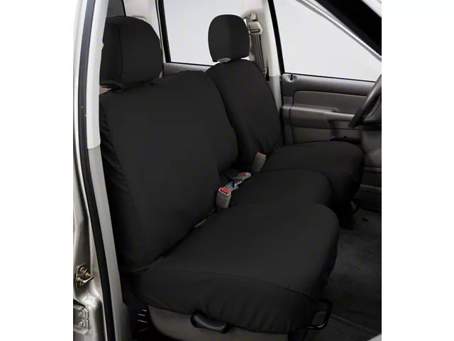 Covercraft Seat Saver Polycotton Custom Front Row Seat Covers; Charcoal (17-18 RAM 1500 w/ Bench Seat, Fold-Down Center Console & w/o Floor-Mounted Storage Tray)