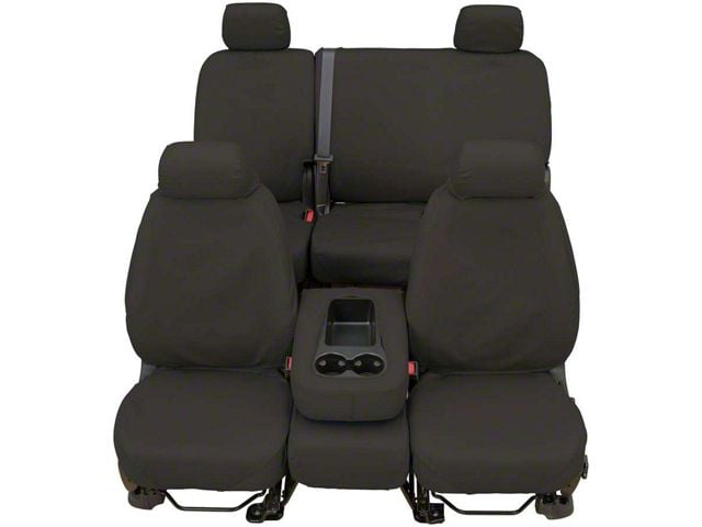 Covercraft Seat Saver Waterproof Polyester Custom Front Row Seat Covers; Gray (17-18 RAM 1500 w/ Bench Seat, Fold-Down Center Console & w/o Floor-Mounted Storage Tray)