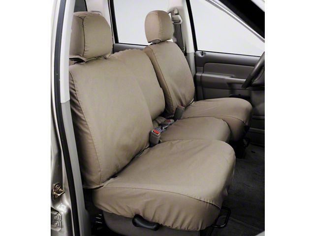 Covercraft Seat Saver Polycotton Custom Front Row Seat Covers; Taupe (19-24 RAM 2500 Laramie, Laramie Longhorn & Limited Longhorn w/ Bucket Seats)