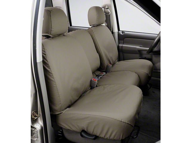 Covercraft Seat Saver Polycotton Custom Front Row Seat Covers; Wet Sand (13-16 RAM 2500 w/ Bench Seat & 4-Inch Thick Seat Cushion)