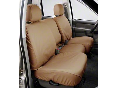 Covercraft Seat Saver Polycotton Custom Front Row Seat Covers; Tan (19-24 Sierra 1500 w/ Bucket Seats)