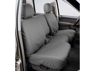 Covercraft Seat Saver Polycotton Custom Front Row Seat Covers; Gray (20-24 Sierra 2500 HD w/ Bench Seat & Fold-Down Console w/ Lid & Under Center Seat Storage)
