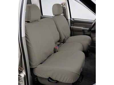 Covercraft Seat Saver Polycotton Custom Front Row Seat Covers; Misty Gray (20-24 Sierra 2500 HD w/ Bench Seat & Fold-Down Console w/o Lid & Under Center Seat Storage)