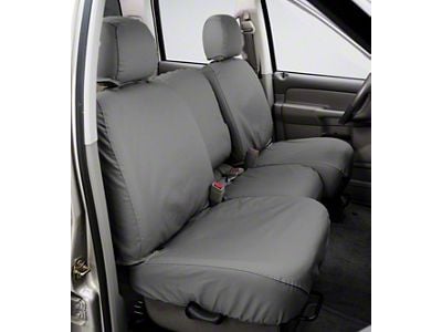 Covercraft Seat Saver Polycotton Custom Front Row Seat Covers; Gray (20-24 Sierra 3500 HD w/ Bench Seat & Fold-Down Console w/ Lid & w/o Under Center Seat Storage)