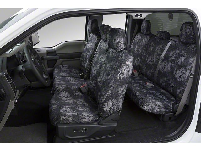 Covercraft Seat Saver Prym1 Custom Front Row Seat Covers; Blackout Camo (14-16 Silverado 1500 w/ Bench Seat & Fold-Down Center Console w/ a Lid/Cupholder, Center Seat Storage & Seat Airbags)