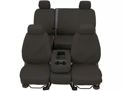Covercraft Seat Saver Waterproof Polyester Custom Front Row Seat Covers; Gray (17-18 Silverado 1500 w/ Bench Seat & Fold-Down Center Console w/ a Lid/Cupholder & Center Seat Bottom Storage)