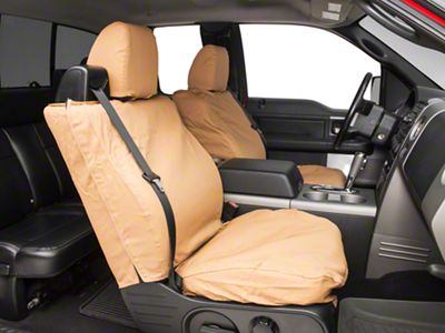 Covercraft Seat Saver Polycotton Custom Front Row Seat Covers; Tan (04-08 F-150 Regular Cab, SuperCab w/ Bench Seat; 07-08 SuperCrew w/ Bench Seat)