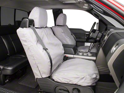 Covercraft Seat Saver Polycotton Custom Front Row Seat Covers; Gray (04-08 F-150 Regular Cab, SuperCab w/ Bucket Seats; 07-08 SuperCrew w/ Bucket Seats)