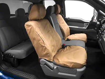 Covercraft Seat Saver Polycotton Custom Front Row Seat Covers; Tan (09-14 F-150 w/ Bucket Seats)