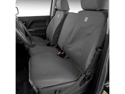 Covercraft SeatSaver Custom Front Seat Covers; Carhartt Gravel (19-25 Sierra 1500 w/ Front Bench Seat & Fold-Down Console w/o Lid)