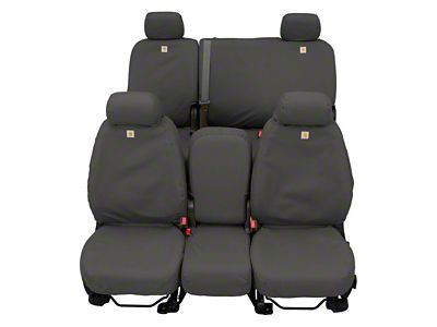 Covercraft SeatSaver Custom Second Row Seat Cover; Carhartt Gravel (19-24 Sierra 1500 Crew Cab w/ Fold-Down Armrest)