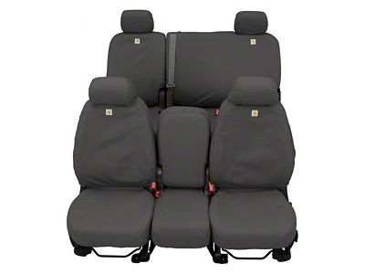 Covercraft SeatSaver Custom Second Row Seat Cover; Carhartt Gravel (19-25 Sierra 1500 Crew Cab w/ Fold-Down Armrest)