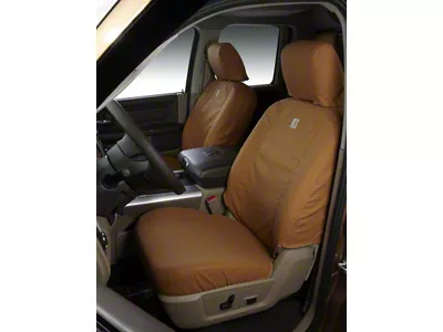 Covercraft SeatSaver Custom Front Seat Covers; Carhartt Brown (17-18 Sierra 1500 w/ Bucket Seats)