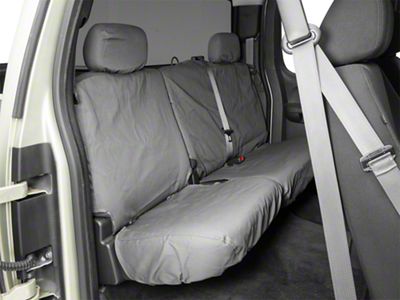 Covercraft Seat Saver Polycotton Custom Second Row Seat Cover; Charcoal (19-24 Sierra 1500 Double Cab, Crew Cab w/ 60/40 Split Cushion Bench Seat & Fold-Down Armrest)