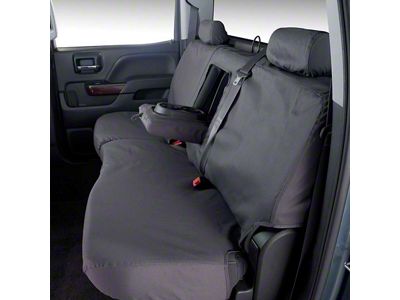 Covercraft Seat Saver Polycotton Custom Second Row Seat Cover; Gray (19-25 Sierra 1500 Double Cab, Crew Cab w/ 60/40 Split Cushion Bench Seat & Fold-Down Armrest)