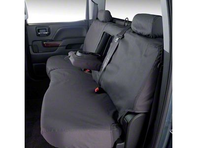 Covercraft Seat Saver Polycotton Custom Second Row Seat Cover; Gray (19-24 Sierra 1500 Double Cab, Crew Cab w/ 60/40 Split Cushion Bench Seat & Fold-Down Armrest)